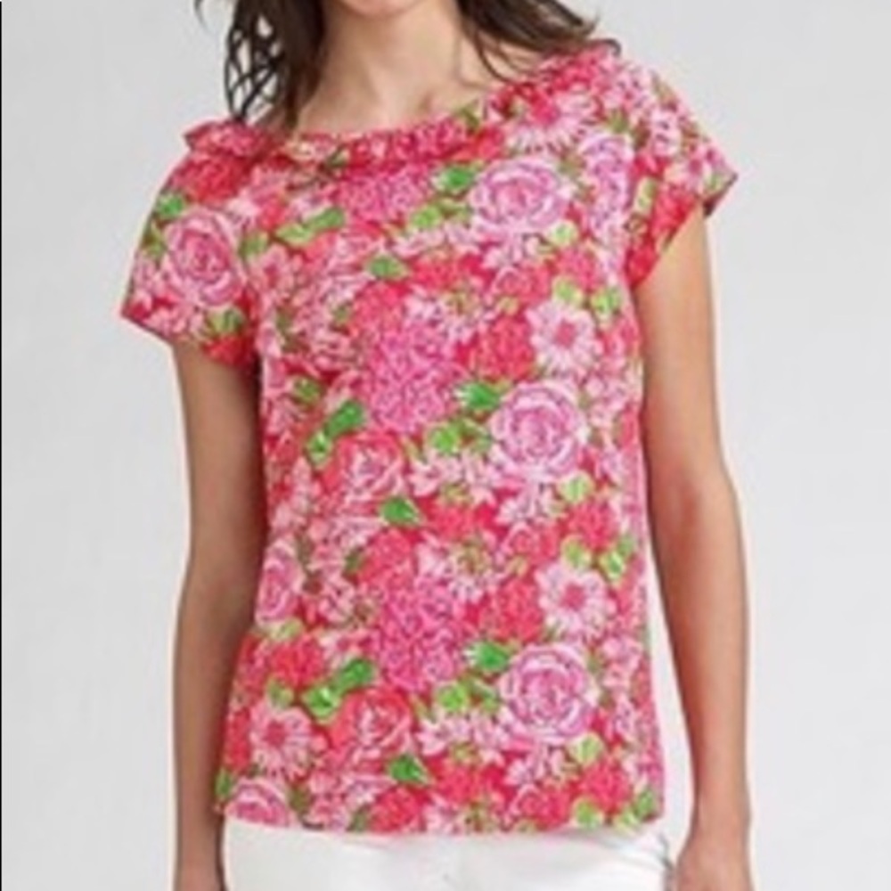 Lilly Pulitzer floral blouse shandy top size 10